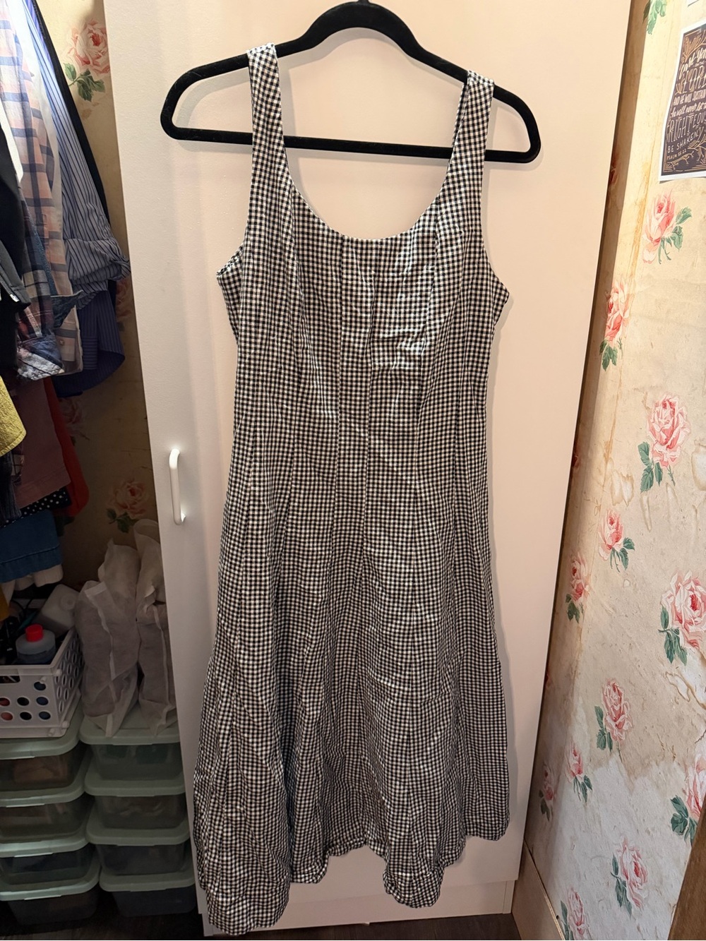 a new day Black & White Gingham Midi Dress